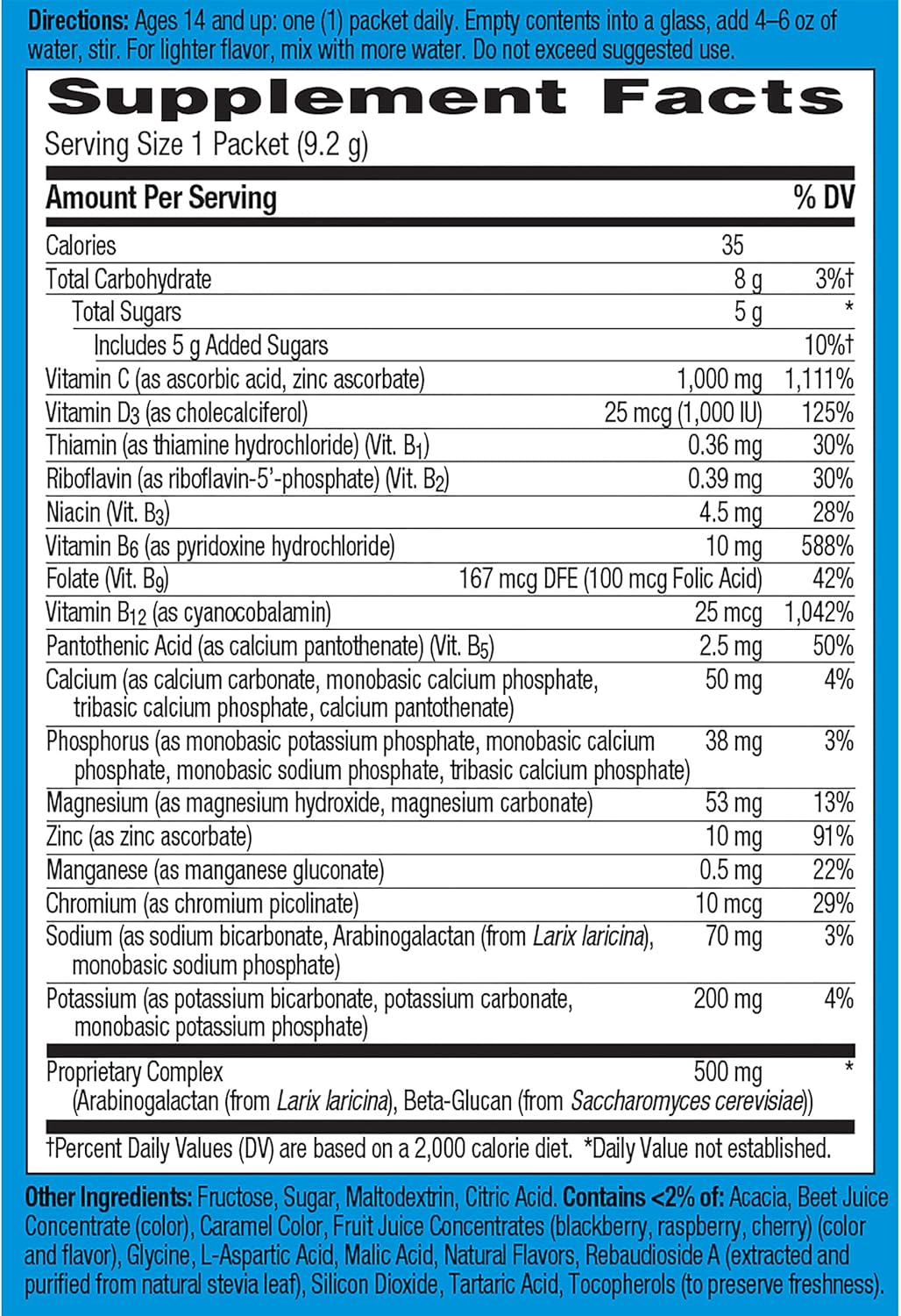 Emergen-C Immune+ Vitamin C 1000mg Powder, Plus Vitamin D And Zinc (Raspberry Flavor), Immune Support Dietary Supplement - 0.32 Ounce