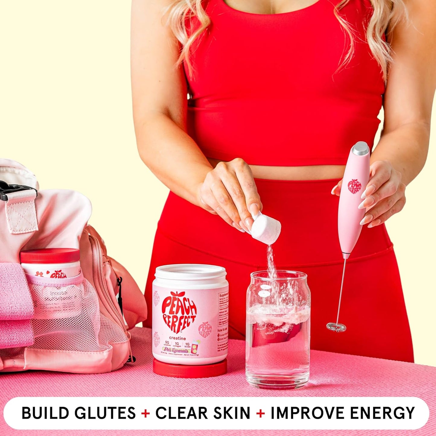 Peach Perfect Creatine for Women Booty Gain, Muscle Builder, Energy Boost, Pink Lemonade, Cognition Aid | Collagen, BCAA, lean muscle, Creatine Monohydrate Micronized Powder, Alt Creapure, 30 Servings