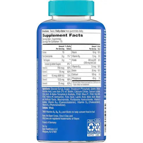 ONE A DAY Multivitamin Gummies, Supplement with Vitamin A, C, D, E and Zinc for Immune Health Support* & more, 60 Count One A Day