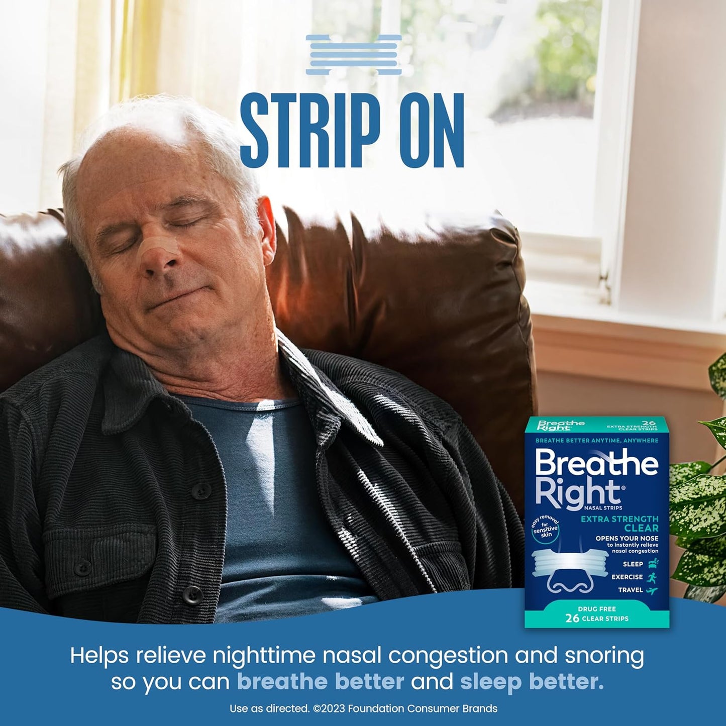 Breathe Right Extra Strength Nasal Strips, Clear, For Sensitive Skin, 26 Count