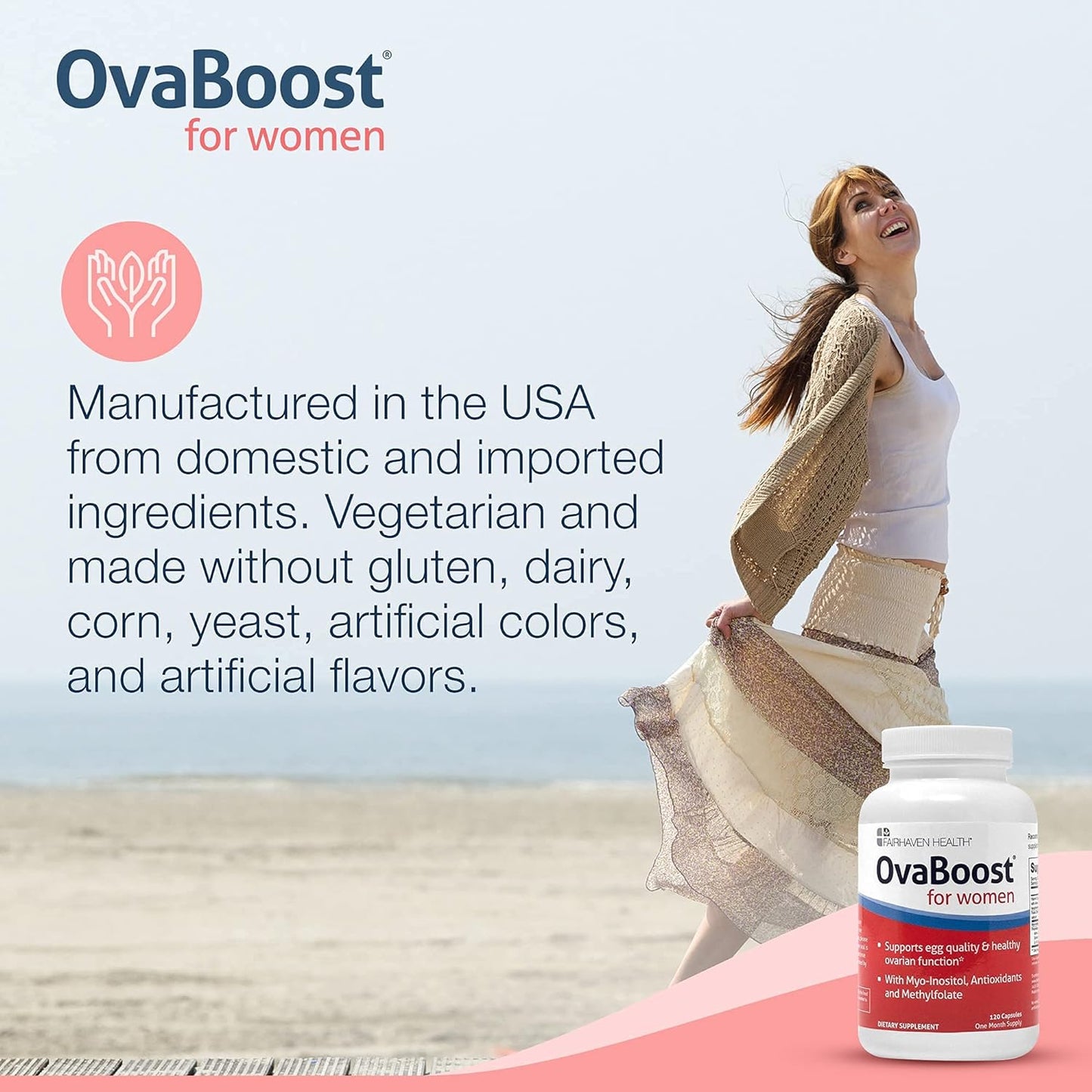 Fairhaven Health Ovaboost With Myo-Inositol, Folate, CoQ10, and Vitamins to Support Womens Ovulation & Egg Quality - Natural Fertility Supplement for Women Trying to Get Pregnant (120 Capsules)