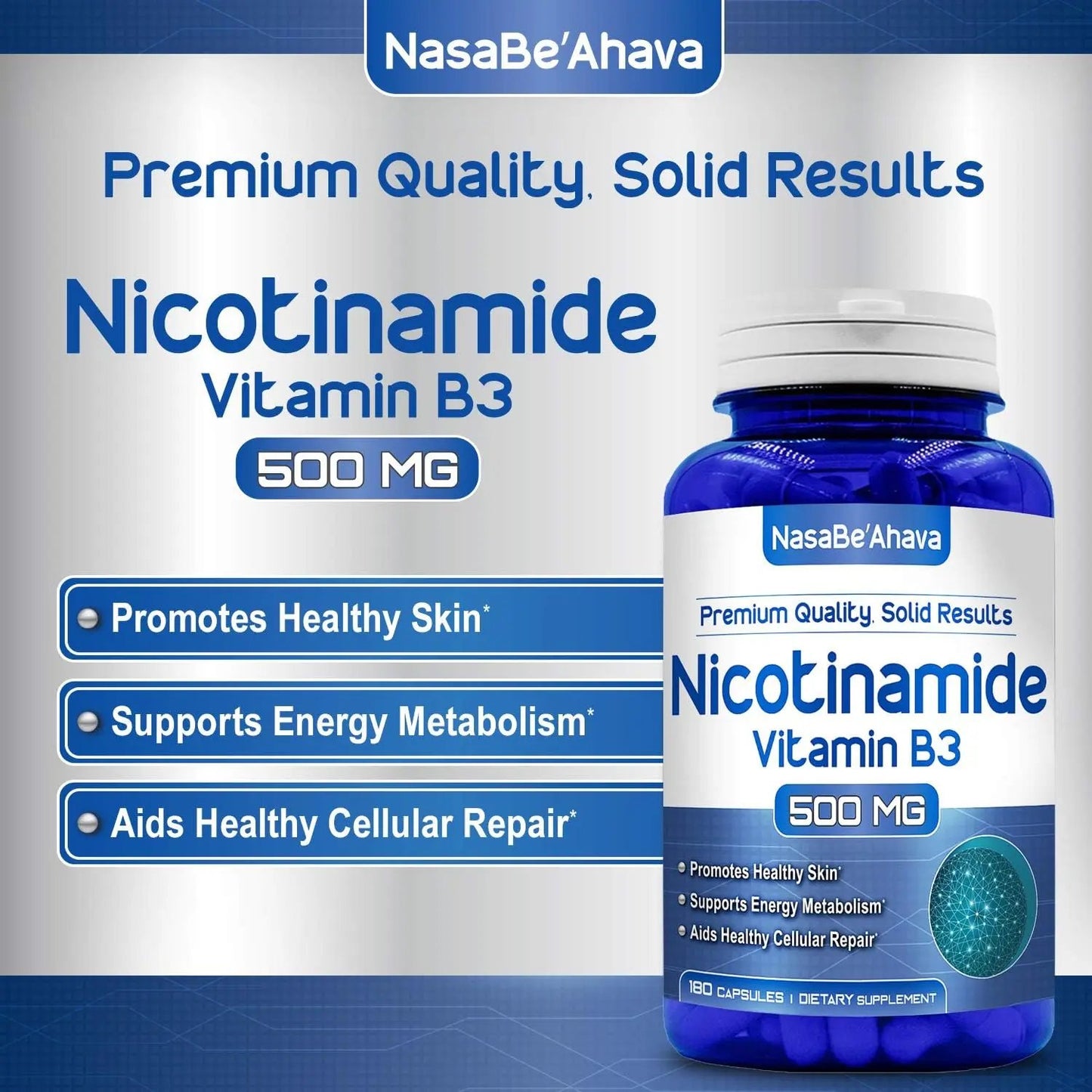 Nasabeahava Nicotinamide - 500 mg - 180 Capsules Nasabeahava