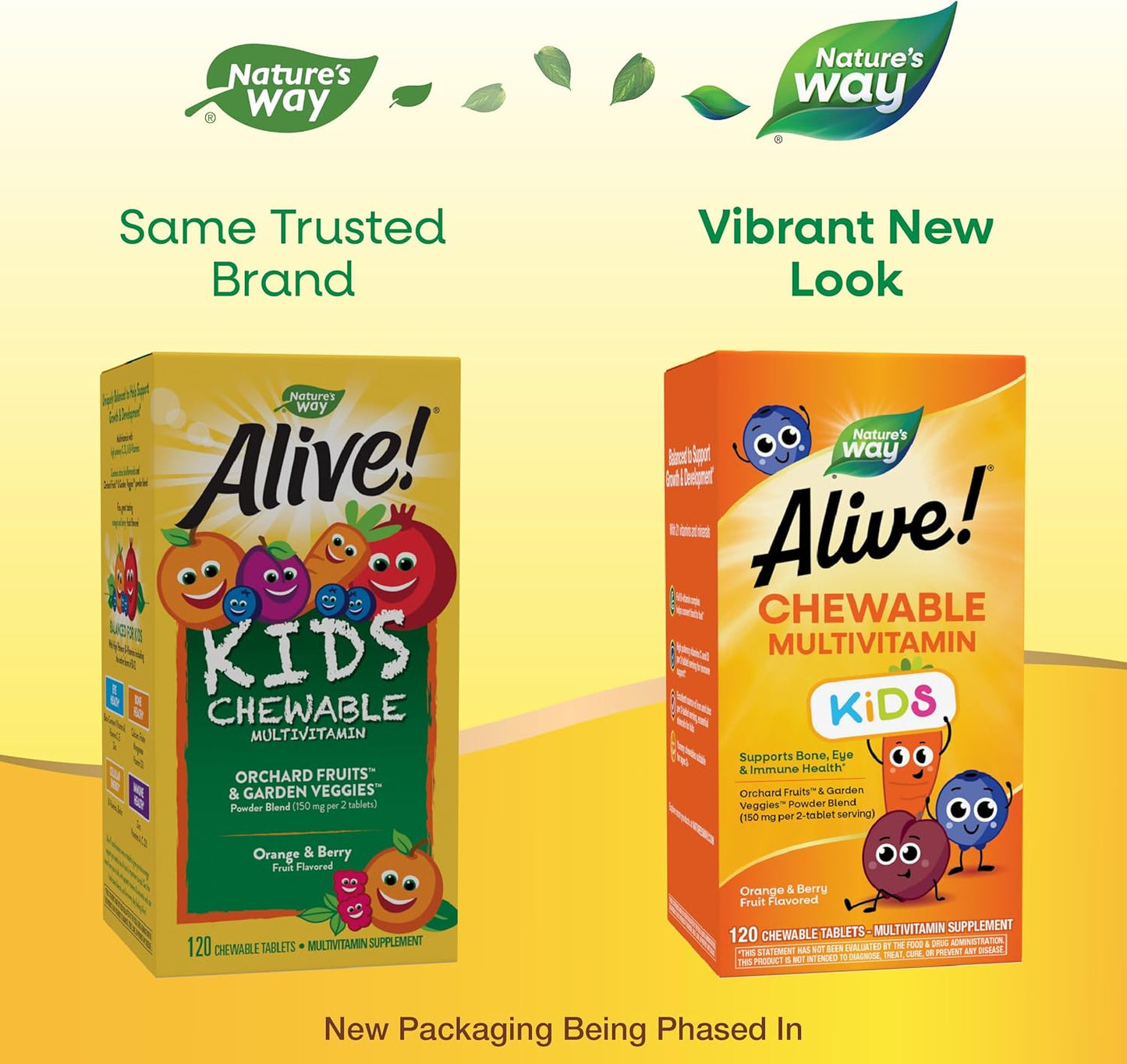 Nature's Way Alive Kids Chewable Multivitamin, Gluten Free, 120 Chewable Tablets
