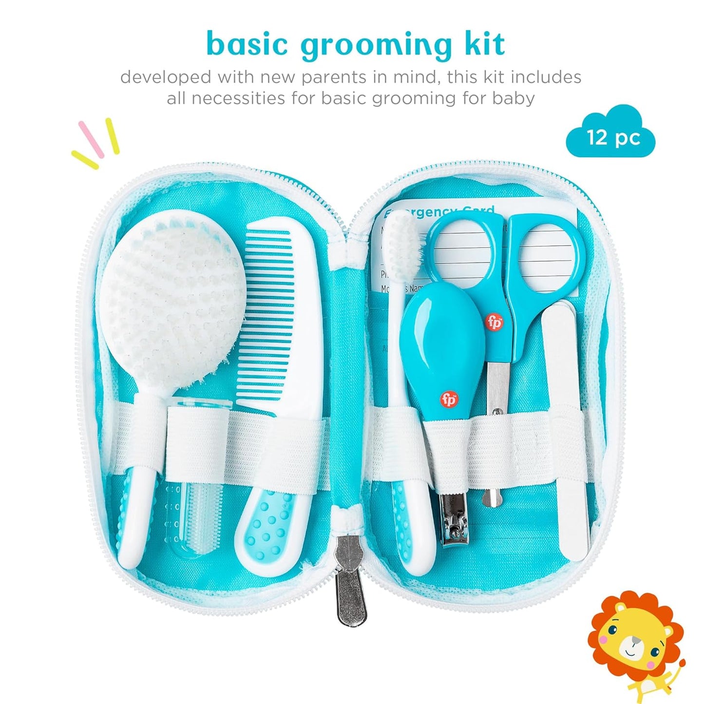 Smart Care Fisher-Price 12-Piece Baby Grooming Kit, Newborn Essentials, Baby Gift Set, Includes Baby Nail Kit, Baby Oral Care, Baby Hair Brush, Baby Comb