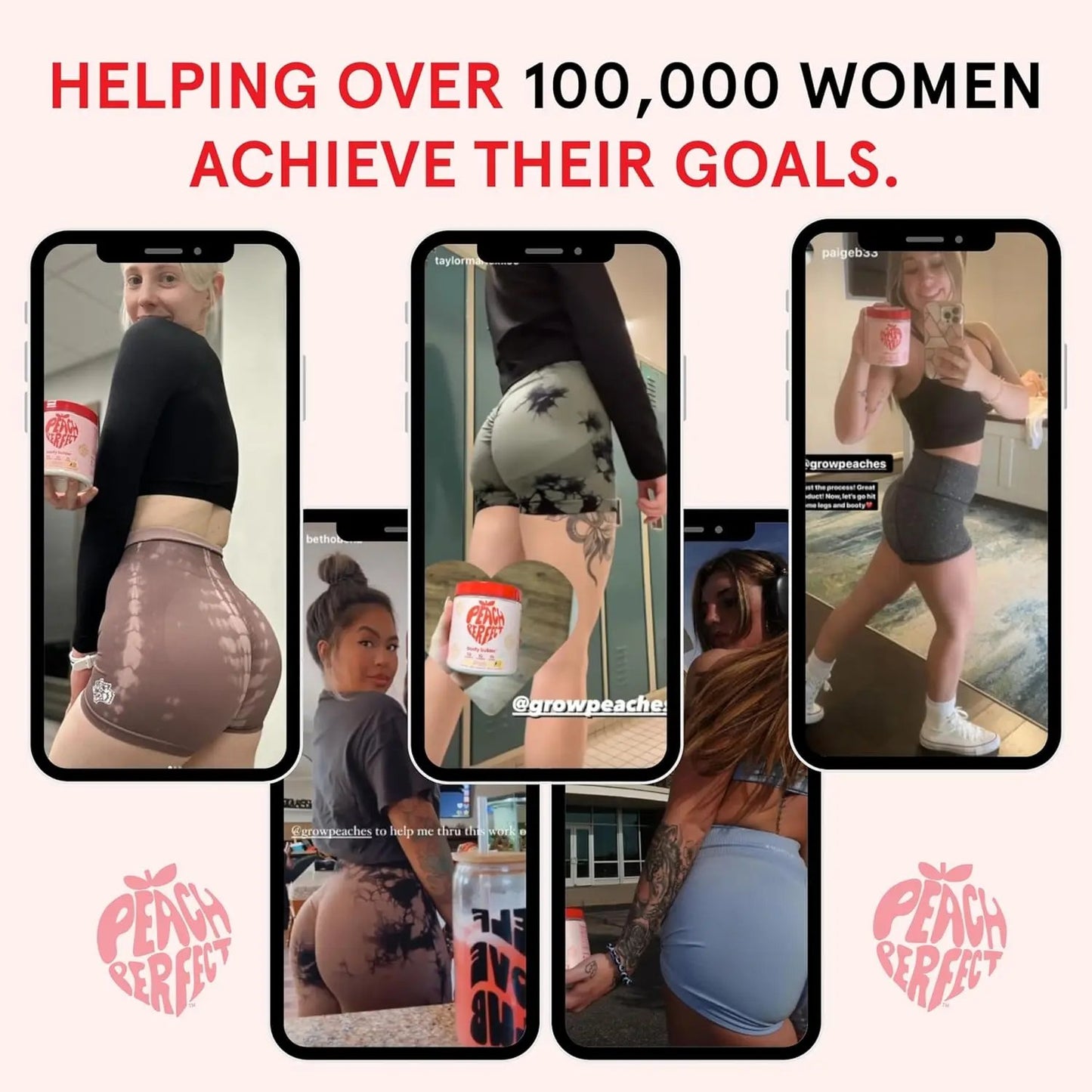 Peach Perfect Creatine for Women Booty Gain, Muscle Builder, Energy Boost, Pink Lemonade, Cognition Aid | Collagen, BCAA, lean muscle, Creatine Monohydrate Micronized Powder, Alt Creapure, 30 Servings Goba Tea