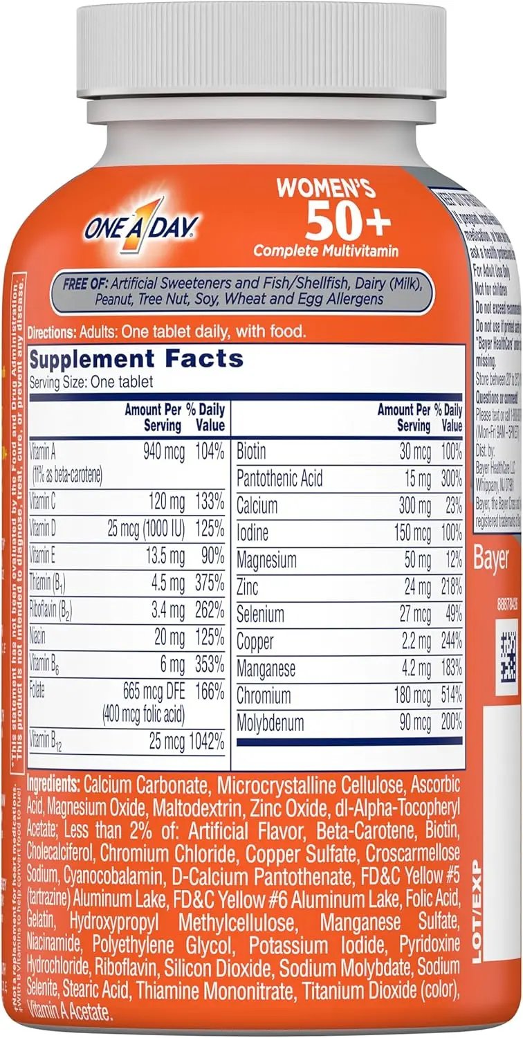 One A Day Women's 50+ Multivitamin Tablets, Multivitamins for Women, 65 Ct One A Day