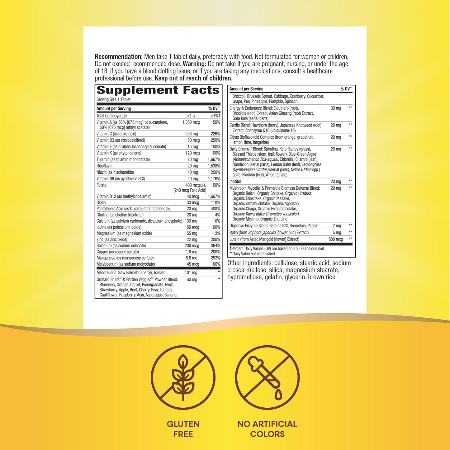 Nature’s Way Alive! Men’s Ultra Potency Complete Multivitamin, High Potency B-Vitamins, Energy Metabolism*, Food-Based Blends, 60 Tablets Nature's Way