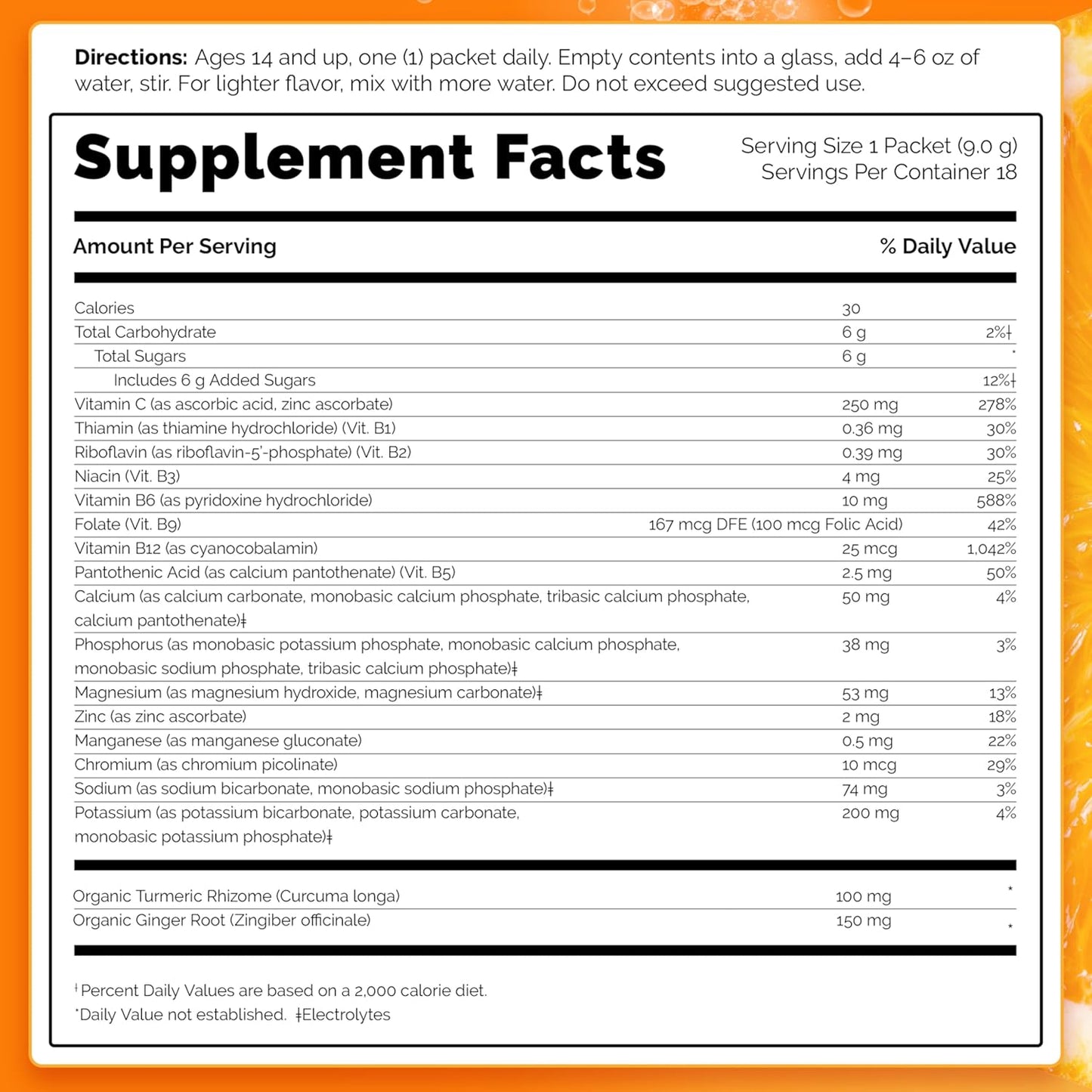 Emergen-C Citrus-Ginger Fizzy Drink Mix, Turmeric and Ginger, Immune Support, Natural Flavors with High Potency Vitamin C, 18 Count