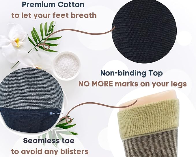 Diabetic Socks for Men 10 13, Premium, Soft, Extra Comfortable. 6 Pairs