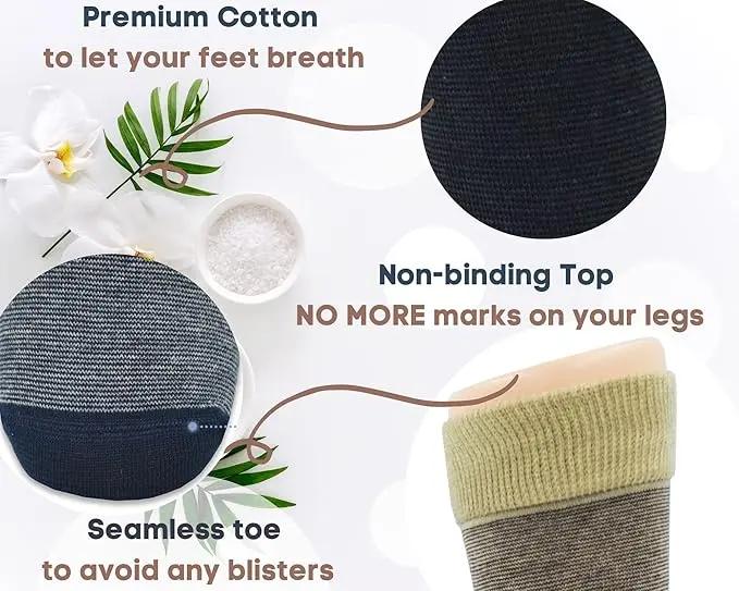 Diabetic Socks for Men 10 13, Premium, Soft, Extra Comfortable. 6 Pairs Vitamins Depots