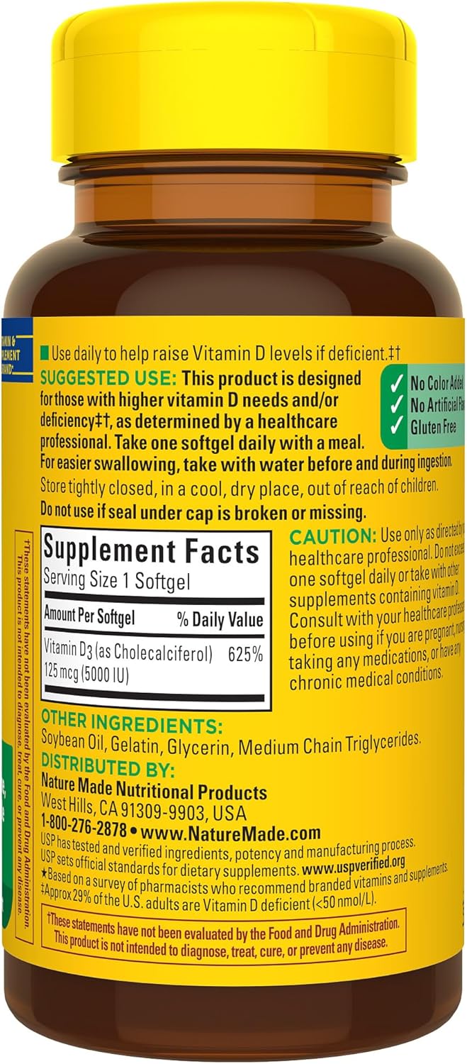 Nature made Extra Strength Vitamin D3 5000 IU ( 125mcg), 90 softgels
