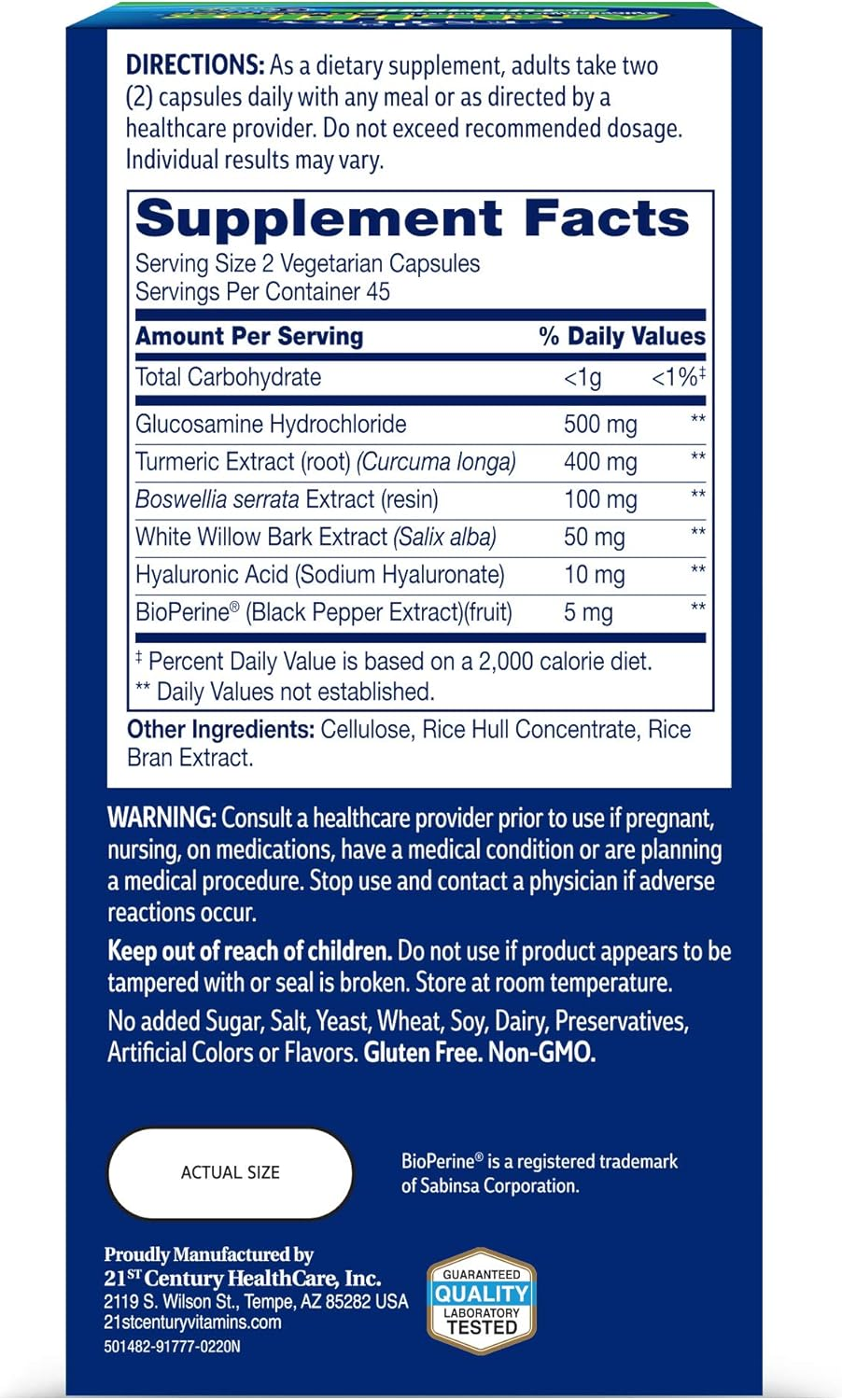 21st Century Arthri-Flex Advantage Plus Turmeric Vegetarian Capsules, 90 Count 21st Century