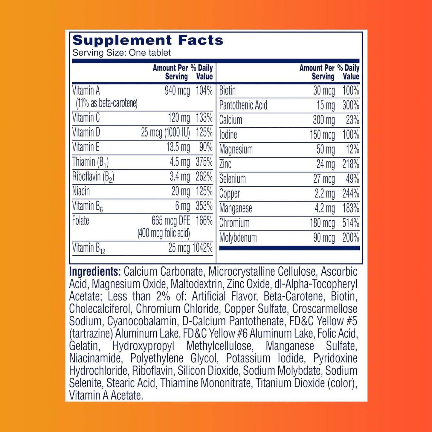 One A Day Women’s 50+ Multivitamins Tablet, Calcium & more, 200 Count One A Day