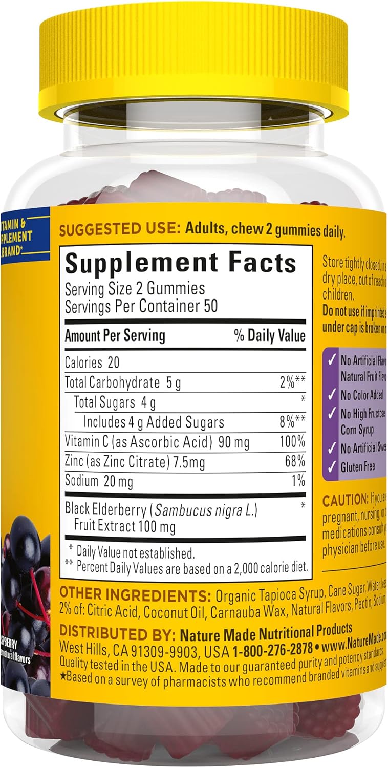 Nature Made Elderberry with Vitamin C and Zinc, 100 Gummies