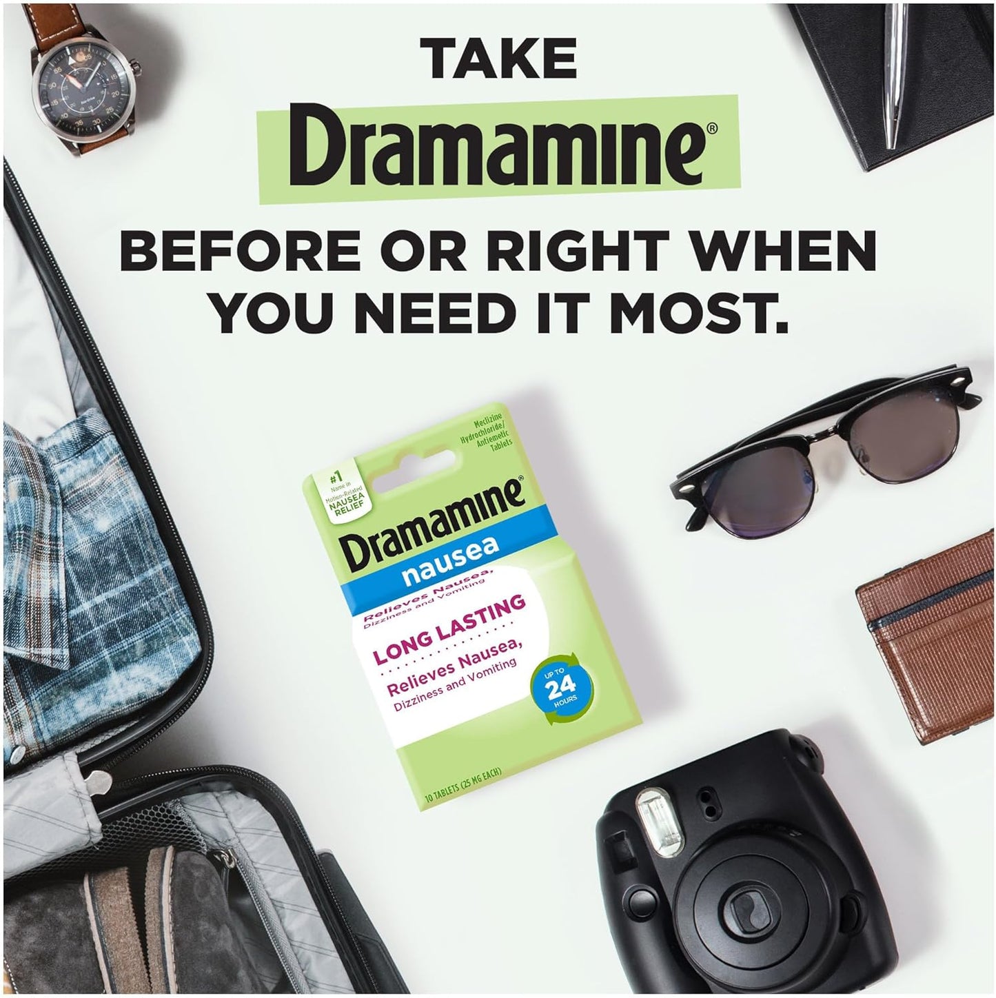 Dramamine Nausea Long Lasting, Nausea Relief, 10 Count