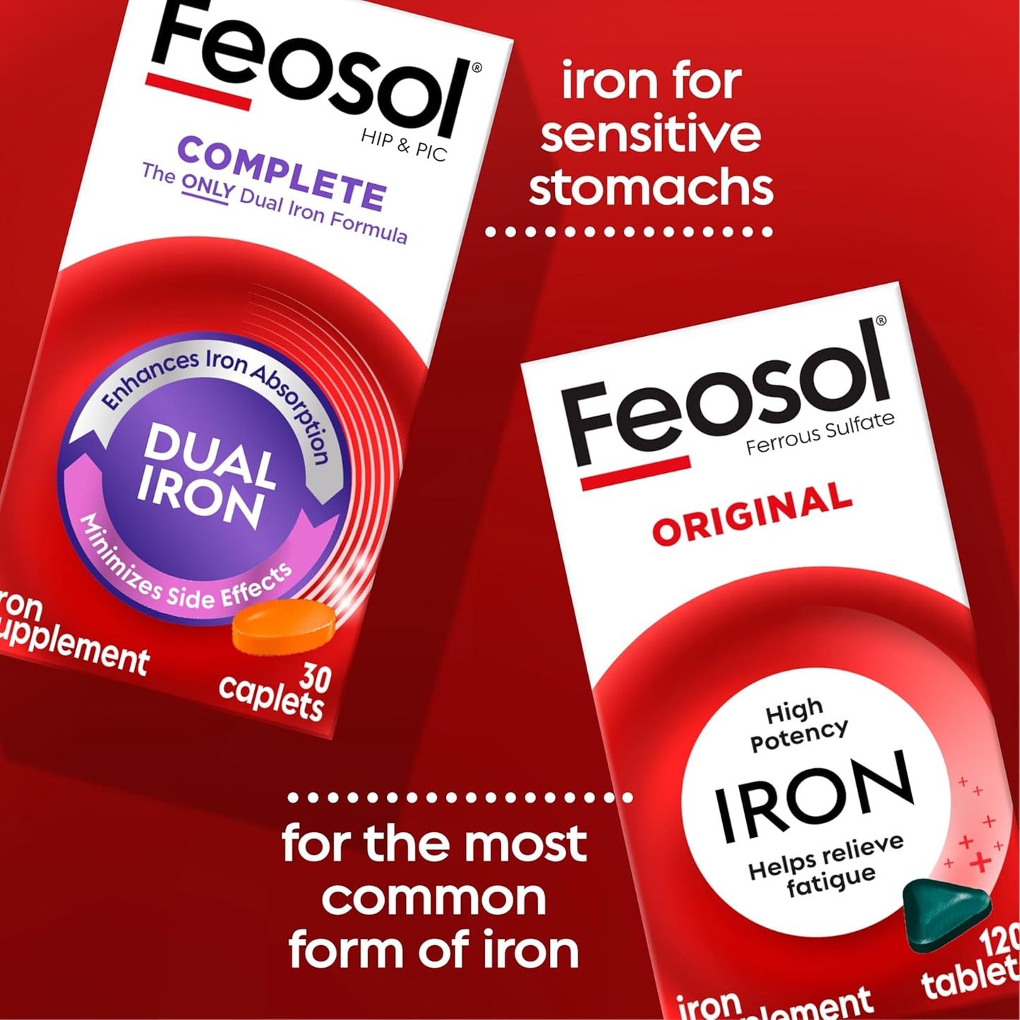 Feosol Original Iron Supplement Tablets, 325mg Ferrous Sulfate -120 ct