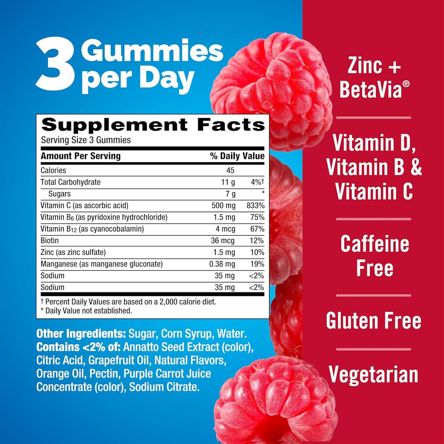 Emergen-C Immune Plus Vitamin D and C Immune Gummies, Raspberry, 45 Ct