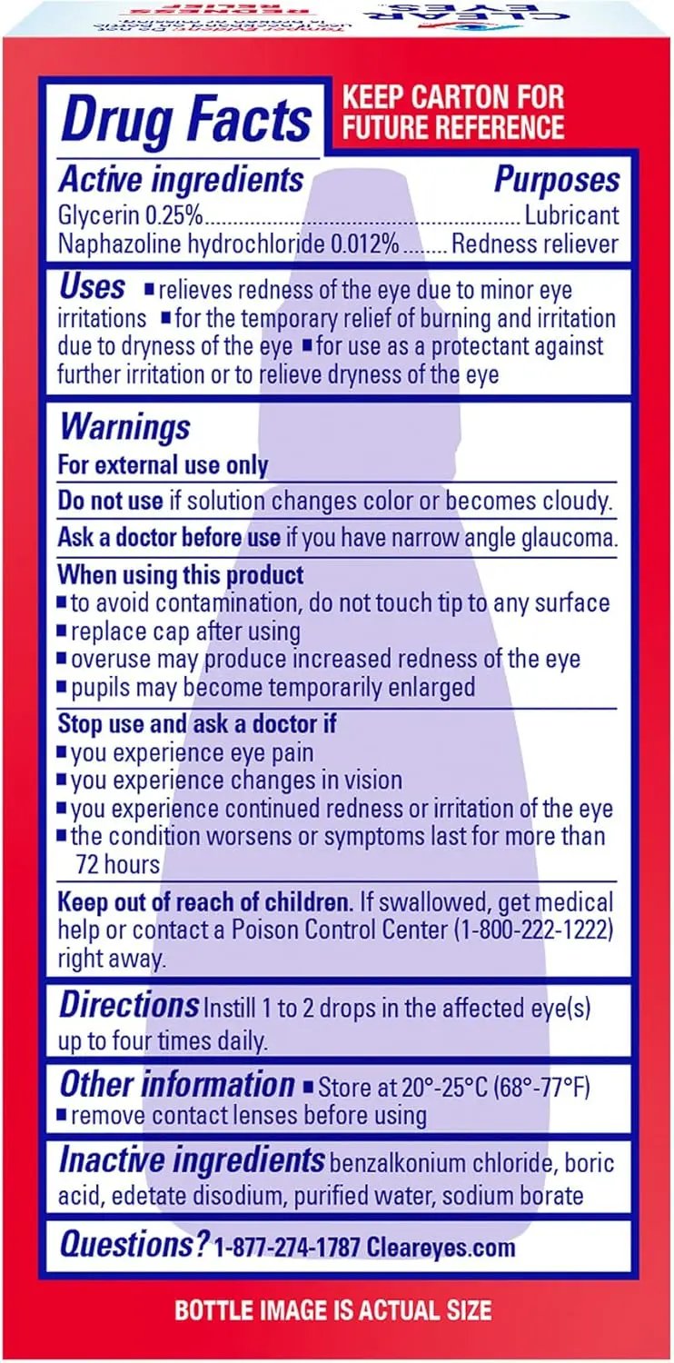 Clear Eyes Redness Eye Relief Eye Drops, 0.5 Fl Oz Clear Eyes