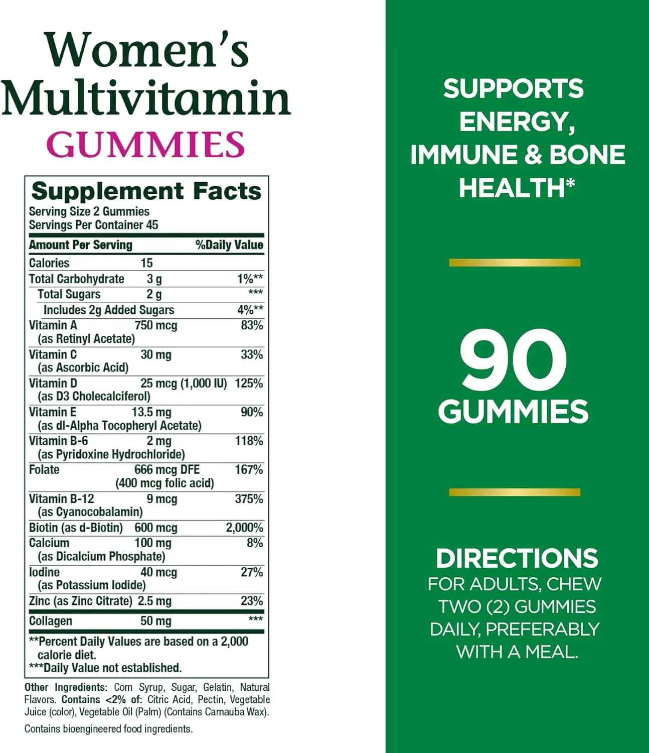 Nature's Bounty Women Multivitamin by Nature's Bounty, Vitamin Supplements for Adults, Fruit Flavored, 90 Gummies Nature's Bounty