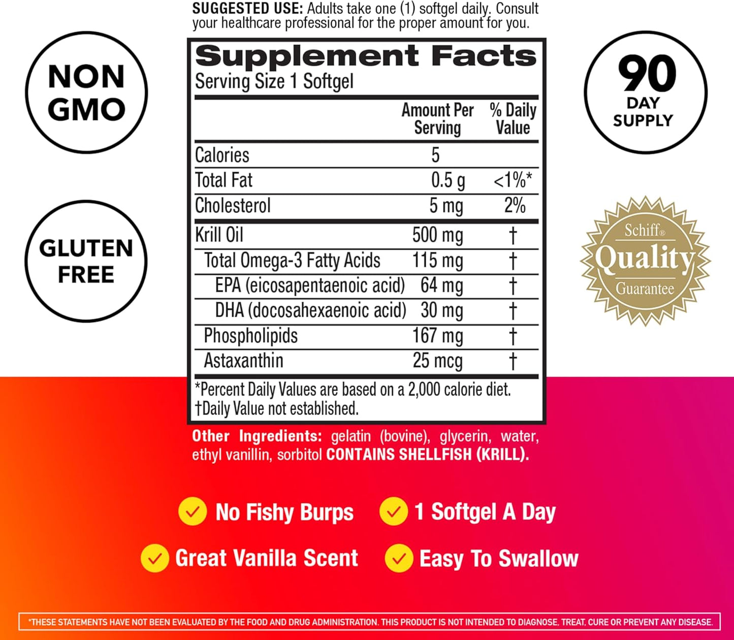 Antarctic Krill Oil 500mg Omega 3 Fatty Acid Supplement, MegaRed Extra Strength EPA & DHA Softgels (90cnt box), Antioxidant Astaxanthin, Heart Health Supplement With No Fish Oil Aftertaste