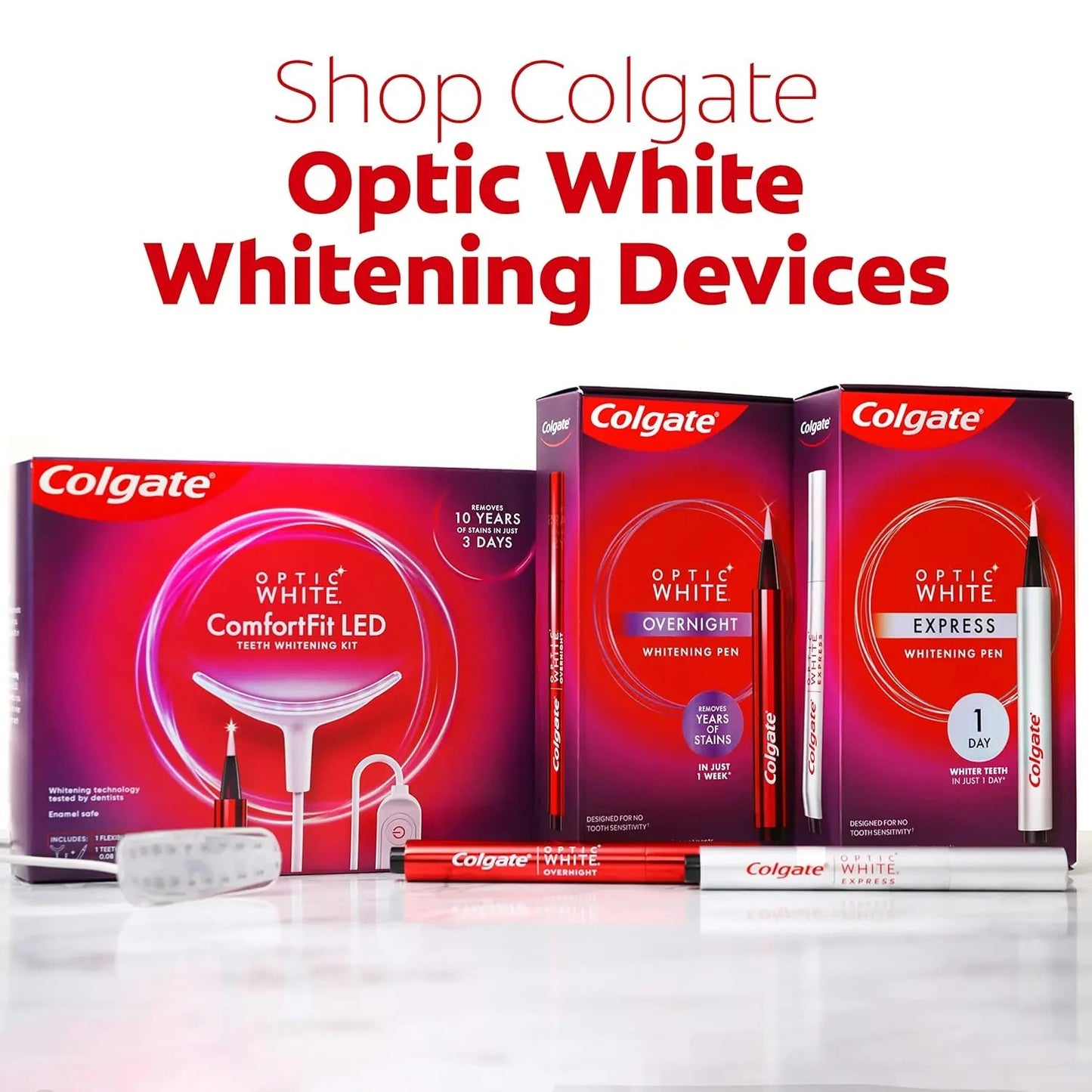 Colgate Optic White Overnight Teeth Whitening Pen, Enamel Safe and Vegan, Teeth Stain Remover to Whiten Teeth, Teeth Whitening for Sensitive Teeth, 35 Nightly Treatments Per Pen, 0.08 Oz,2 Pack Colgate