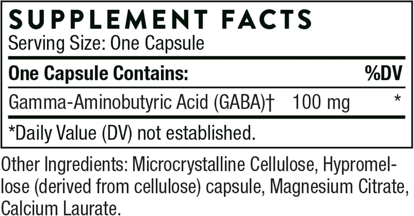 THORNE PharmaGABA-100, 60 Capsules