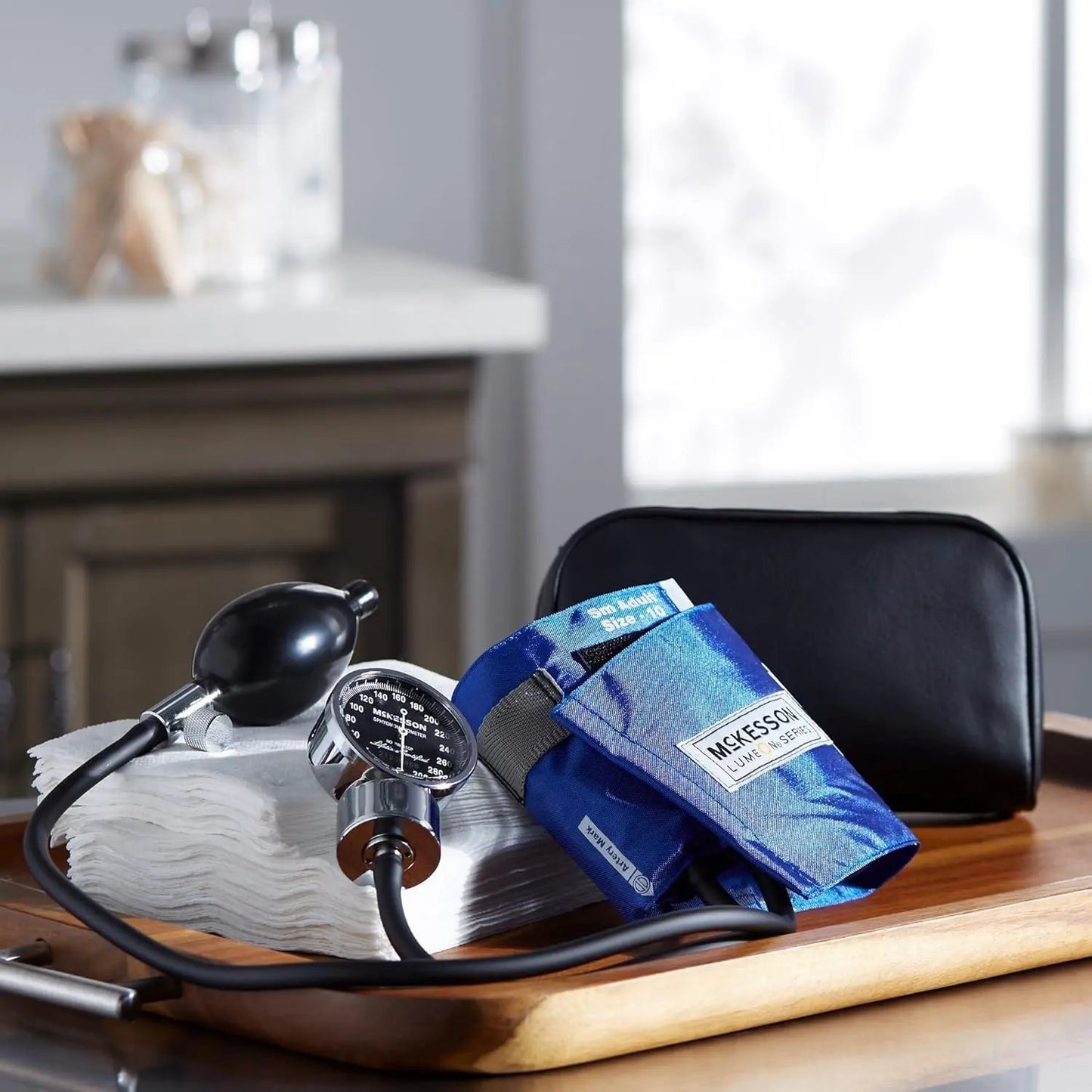 McKesson LUMEON Professional Aneroid Sphygmomanometer, Blood Pressure with Cuff, Pocket Size, Royal Blue, Adult Small, 1 Count Vitamins Depots