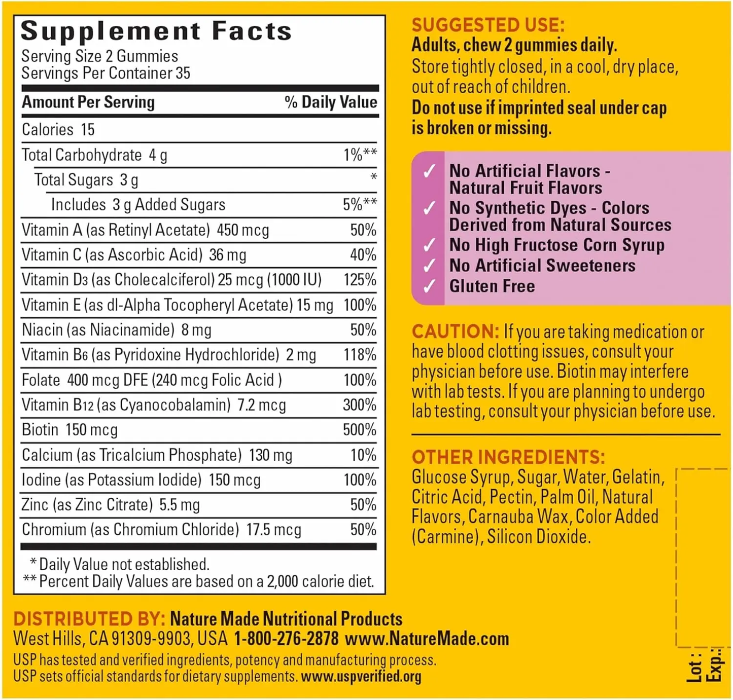 Nature Made Multivitamin For Her Daily Nutritional Support, 70 Gummies, 35 Day Supply Nature Made