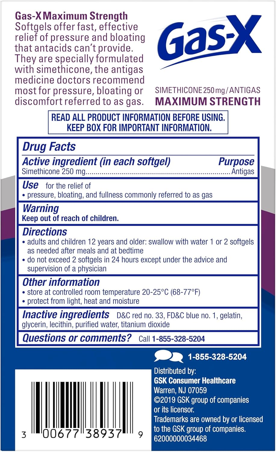 Gas-X Maximum Strength Gas Relief Softgels with Simethicone 250 mg - 30 Count