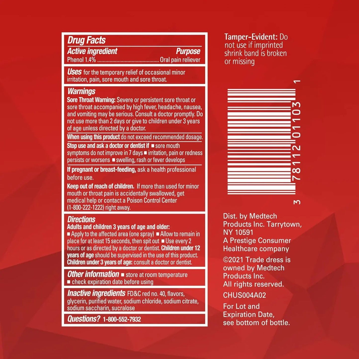 Chloraseptic Sore Throat Spray, Cherry Flavor, 6 fl oz Chloraseptic