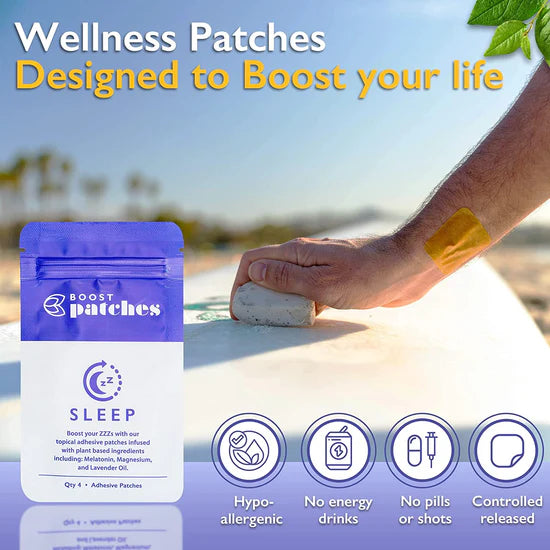 BOOST Sleep Patches (4-Pack) Plant-based Control Release Patch for Sleep, Health, & Wellness | Skin Friendly, Non-Toxic, Latex-Free Adhesive | Made in the USA