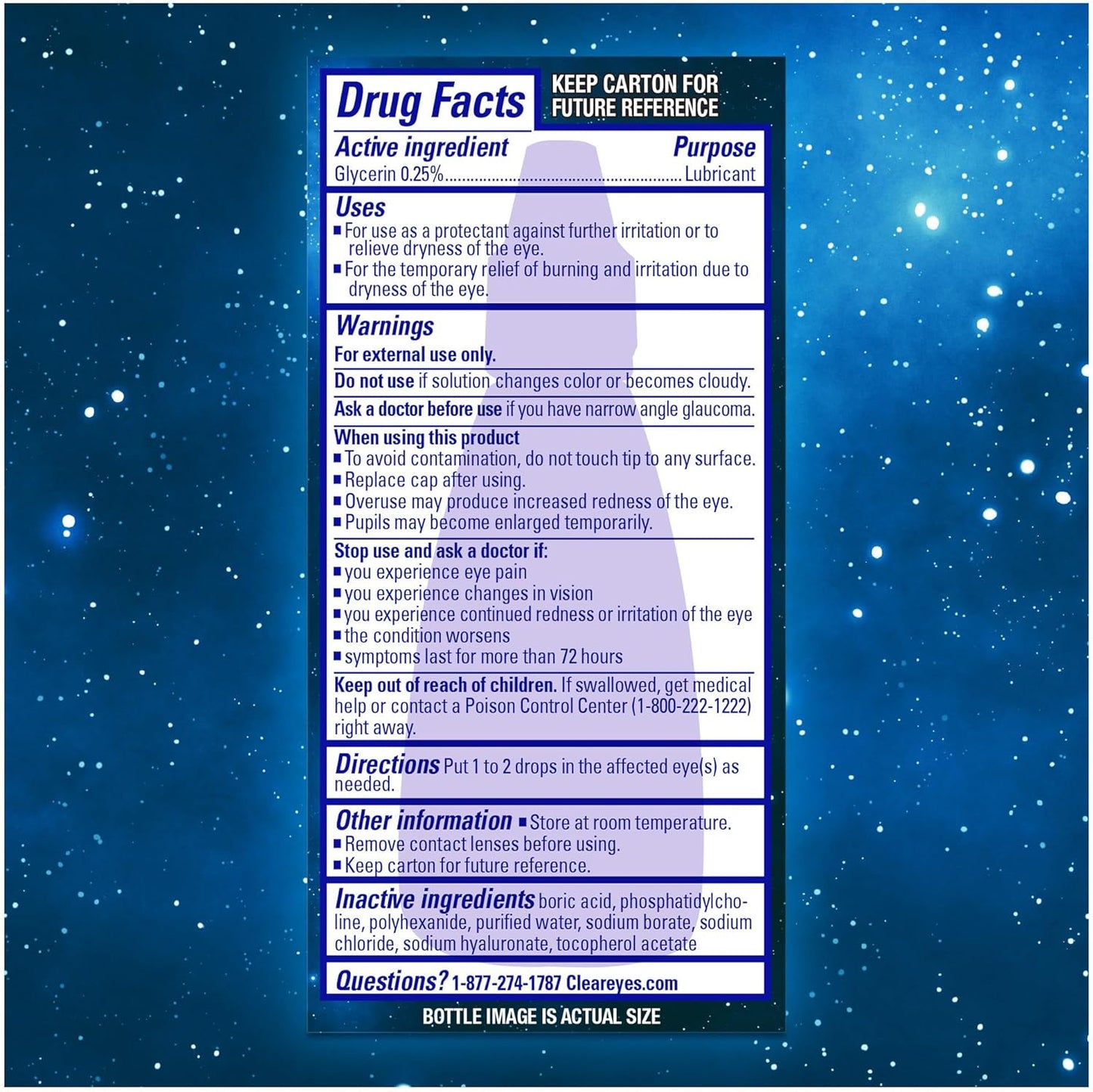 Clear Eyes Nighttime Restoring Eyes Drops, Nighttime Relief Dry Eye Drops, 0.5 Fl Oz Clear Eyes