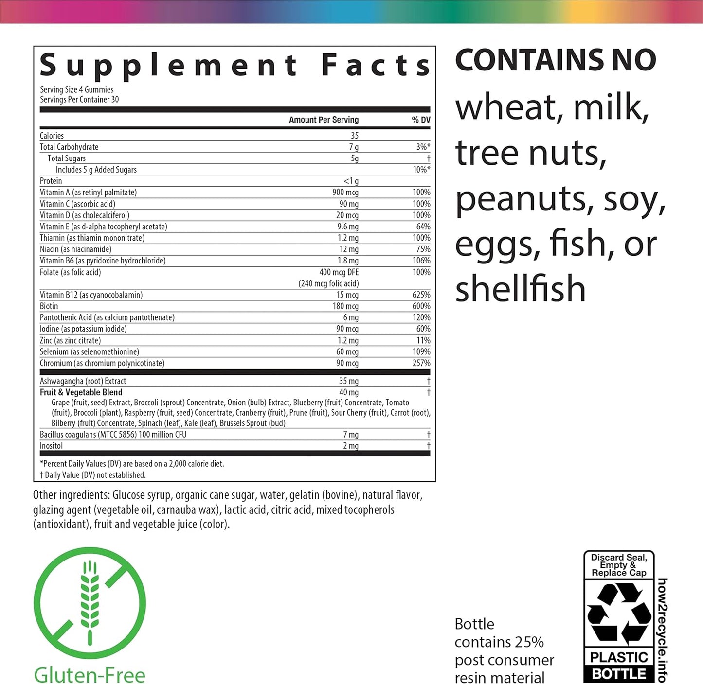 Rainbow Light Multivitamin Gummies for Teens, Vitamin C, Zinc, & B Complex, Supports Healthy Skin and a Strong Immune System, Gluten Free, Vegetarian, Fruit Punch, 120 Gummies