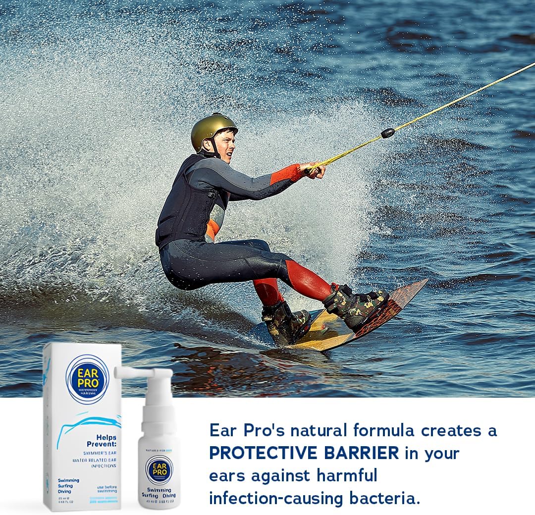 Ear Pro All Natural Swimmer Ear Spray for Kids and Adults - Safe and Easy to Use Ear Protection Spray Helps Prevent Trapped Water, Water Related Ear Problems, and Protect Hearing. 1 Pack - 200 Uses