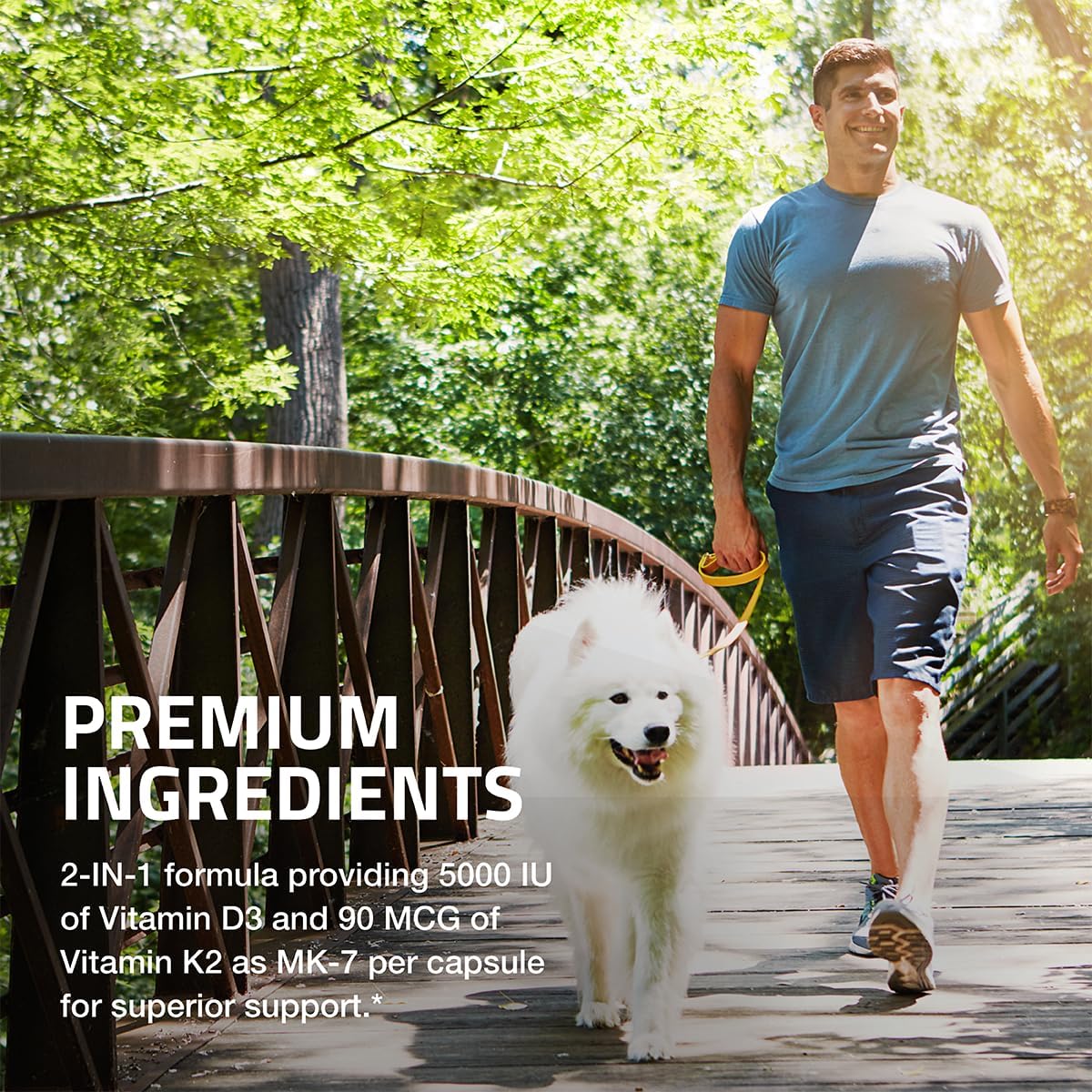 Bronson Vitamin K2 (MK7) with D3 Supplement Non-GMO Formula 5000 IU Vitamin D3 & 90 mcg Vitamin K2 MK-7 Easy to Swallow Vitamin D & K Complex, 120 caps