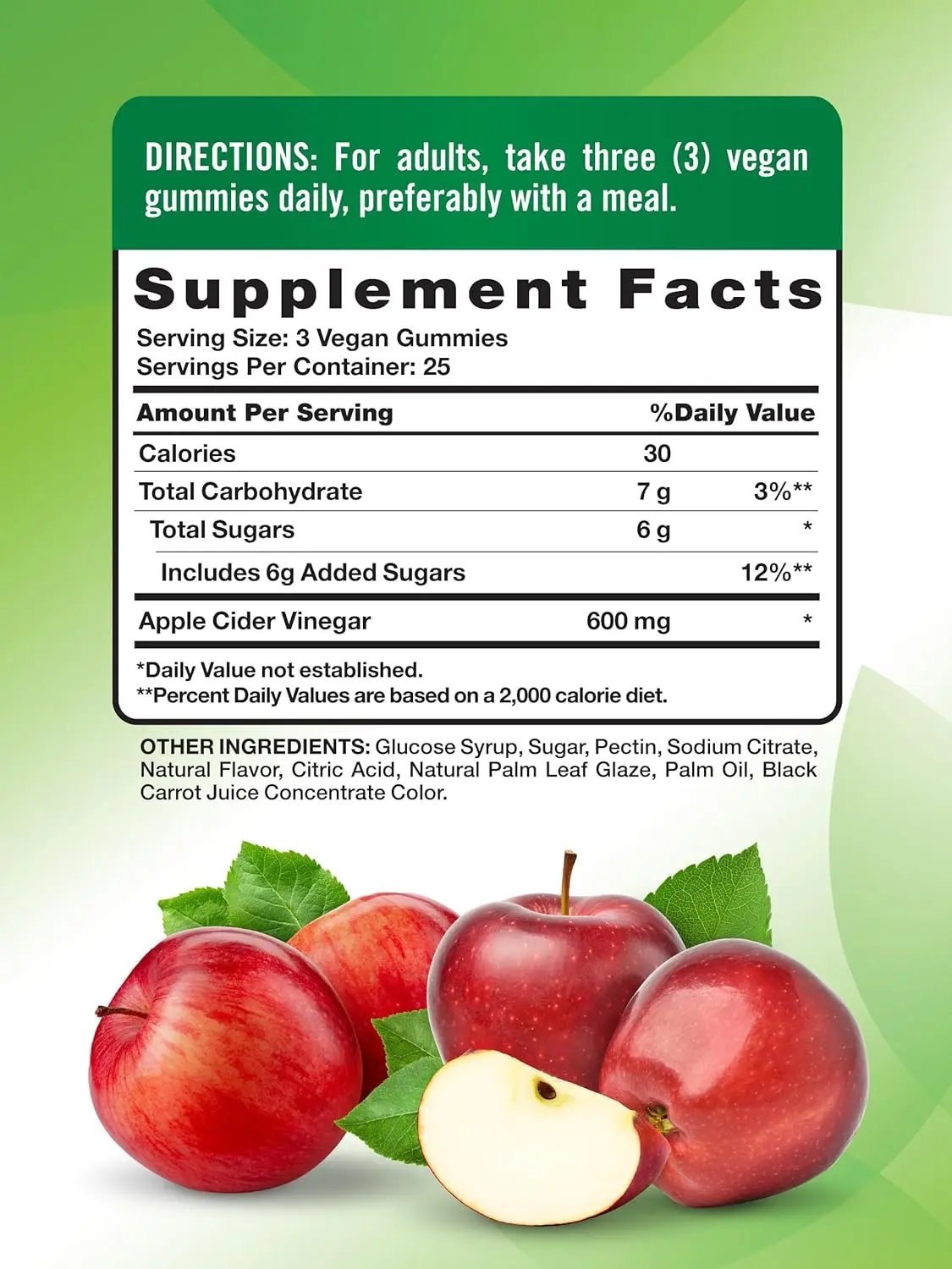 Nature's Truth Apple Cider Vinegar Gummies | 600 mg | 75 Gummies | Natural Apple Flavor | Vegan, Non-GMO, Gluten Free Supplement Vitamins Depots