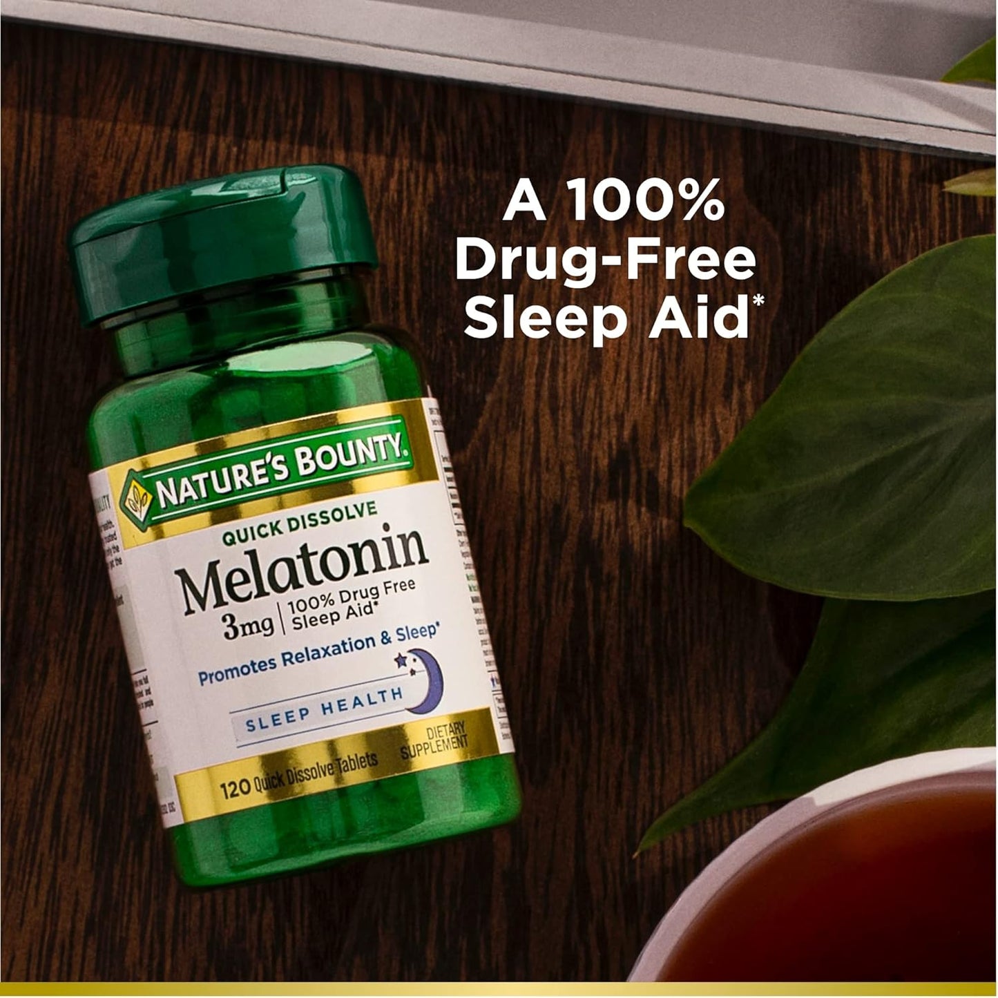 Nature's Bounty Melatonin 3mg, 100% Drug Free Sleep Aids for Adults, Supports Relaxation and Sleep, Dietary Supplement, 240 Count