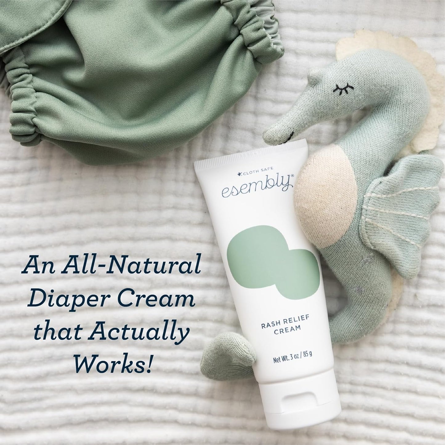 Esembly Rash Relief Cream, Soothes and Heals Diaper Rash, Natural Aid for Baby Bottom Discomfort, 3oz