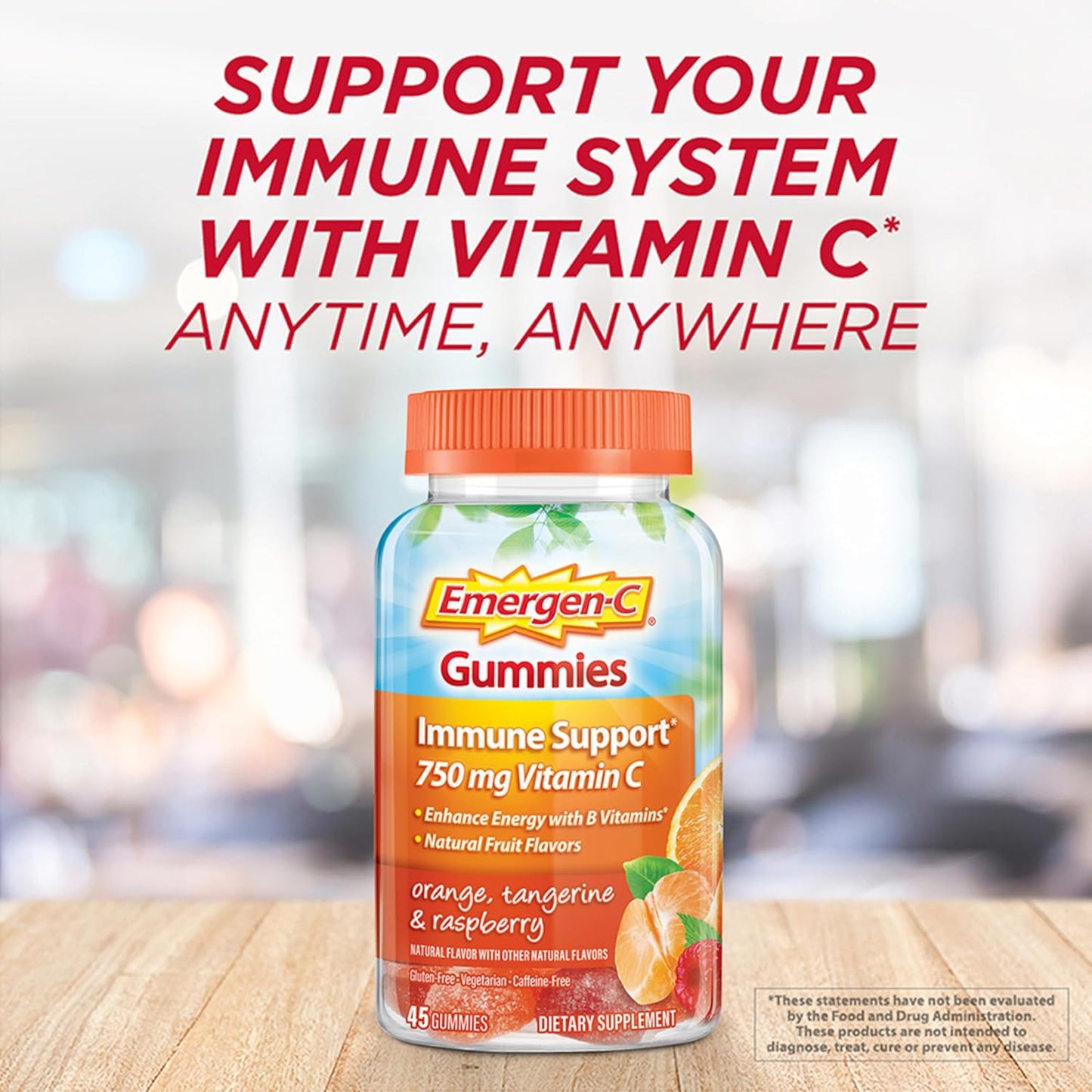 Emergen-C Adult Vitamin C Immunity Supplement Gummies, Fruit Flavors, 45 Ct