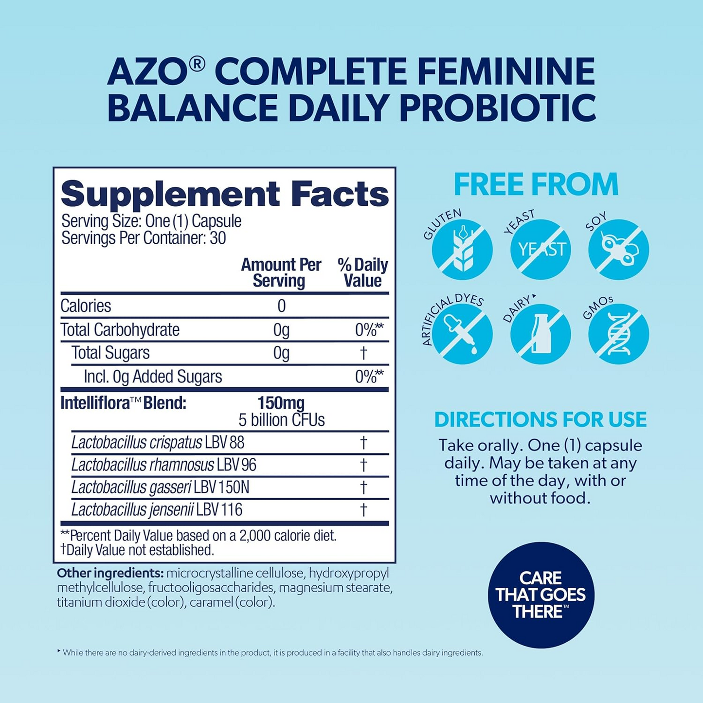 AZO Complete Feminine Balance Probiotics for Vaginal Health, 30 Count & Vaginal pH Test Kit, 2 Self-Tests AZO