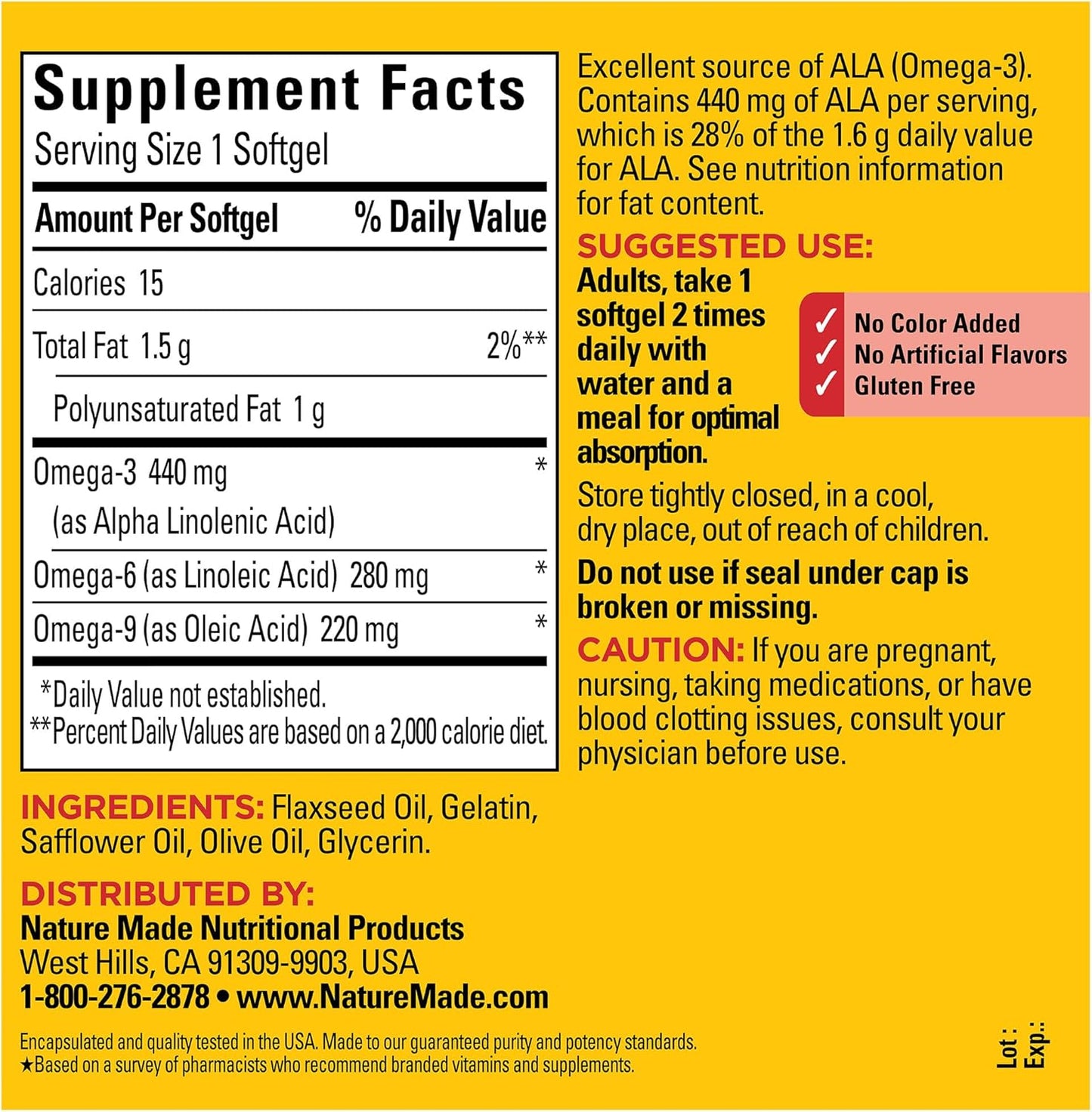 Nature Made Triple Omega 369 Softgels, Dietary Supplement, 170 Count Nature Made