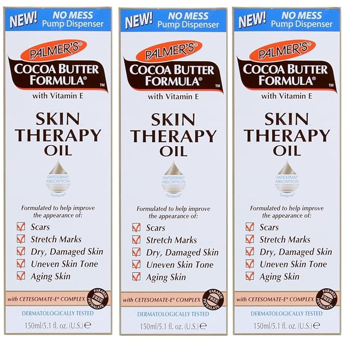 Palmer's Cocoa Butter Formula Skin Therapy Moisturizing Body Oil for Scars & Stretch Marks, Deep Body Moisturizer for Dry, Damaged Skin or Uneven Skin Tone, Skincare Oil with Vitamin E, 5.1 Ounces