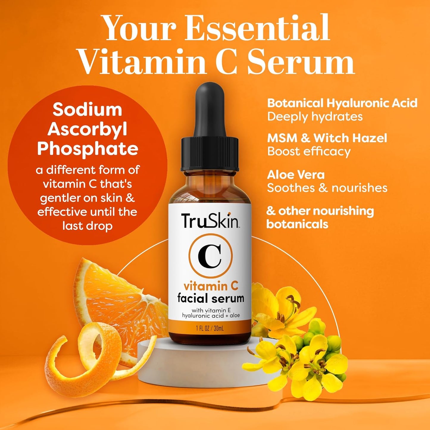 TruSkin Vitamin C Serum for Face – Anti Aging Face Serum with Vitamin C, Hyaluronic Acid, Vitamin E – Brightening Serum for Dark Spots, Even Skin Tone, Eye Area, Fine Lines & Wrinkles, 1 Fl Oz