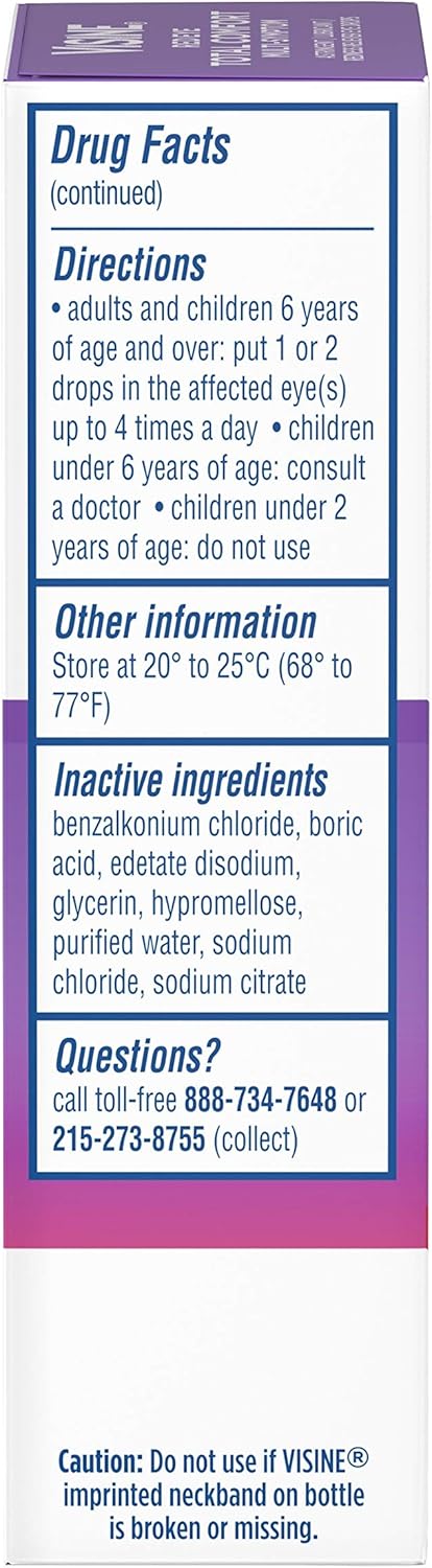 Visine Red Eye Total Comfort Multi-Symptom Eye Drops, All-in-One Astringent, Lubricant & Redness Reliever Eye Drops for Irritated, Dry, Burning, Watery, Itchy, Red, Gritty Eyes, 0.5 fl. oz