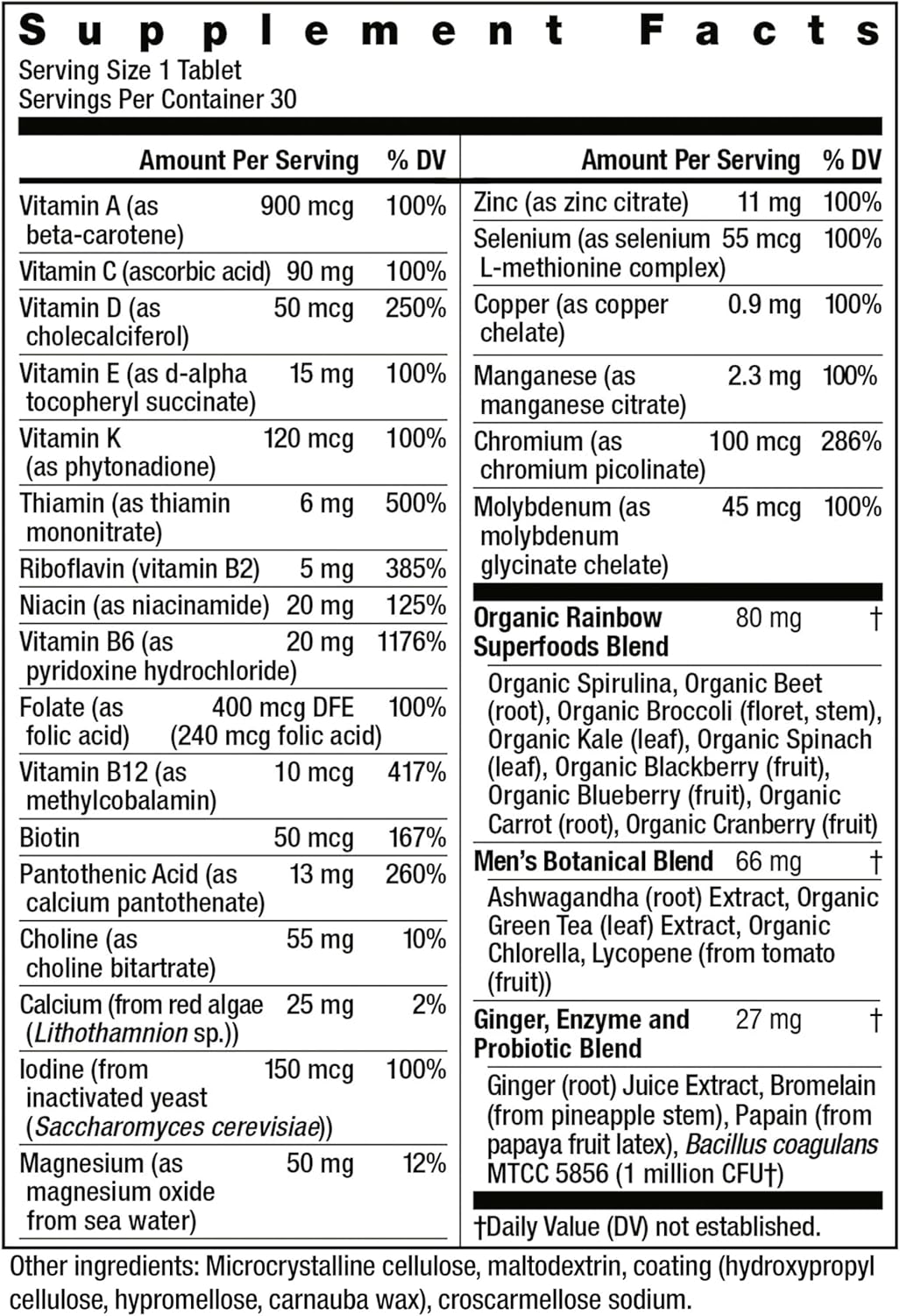 Rainbow Light Multivitamin for Men, Vitamin C, D & Zinc, Probiotics,Provides High Potency Immune Support, 90 Tablets