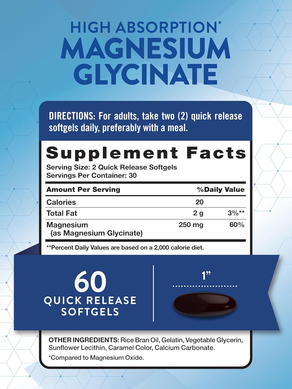 Nature's Truth Magnesium Glycinate Softgels | 250mg | 60 Pills