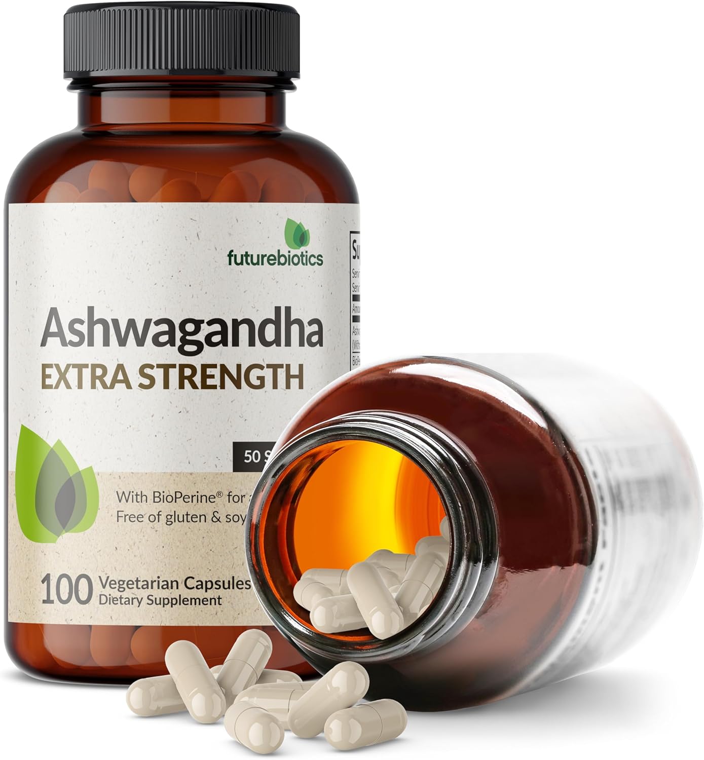 Futurebiotics Ashwagandha Capsules Extra Strength 3000mg - Stress Relief Formula, Natural Mood Support, Stress, Focus, and Energy Support Supplement, 120 Capsules