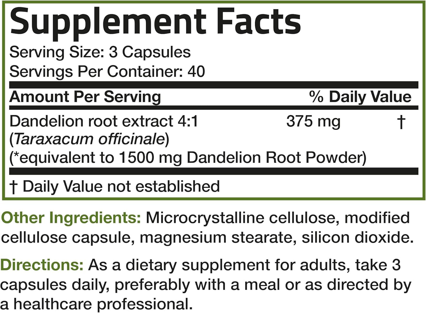 Bronson Dandelion Root 1500 MG per Serving High Potency, Supports Overall Good Health & Well-Being, Traditional Diuretic Herb - Non-GMO, 120 Vegetarian Capsules