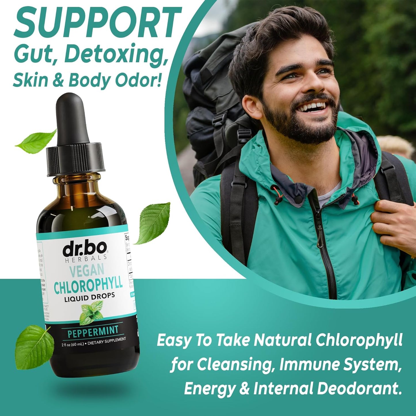 Dr. Bo Chlorophyll Liquid Drops Body Detox - Vegan Liquid Natural Chlorophyll Water 2 oz