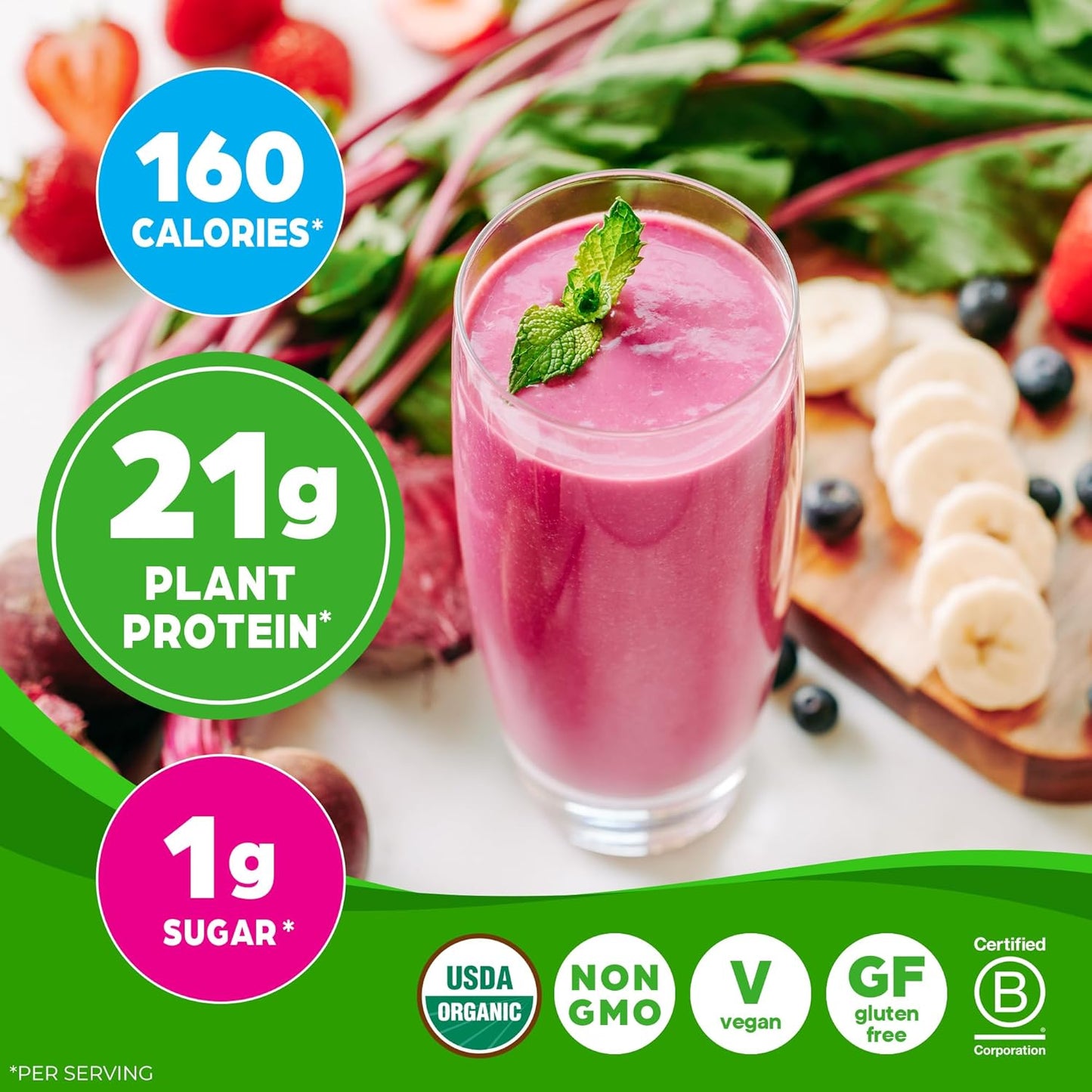 Orgain Organic Vegan Protein Powder + 50 Superfoods, Vanilla Bean - 21g Plant Based Protein, Gluten Free, Dairy Free, Lactose Free, Soy Free, No Sugar Added, Kosher, With B Vitamins - 2.02lb